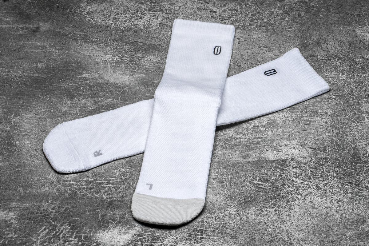 Nobull Crew Men's Socks White | Australia (BZ1809)